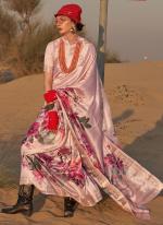 Silk Baby Pink Party Wear Hand Woven Saree